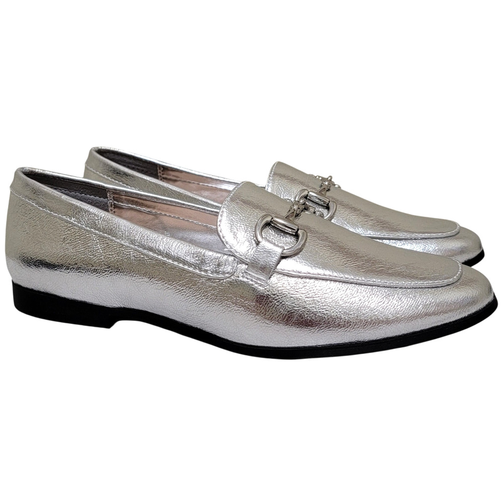 Alfani Women Gayyle Slip On Horse Bit Loafers Size US 8M Silver Metallic